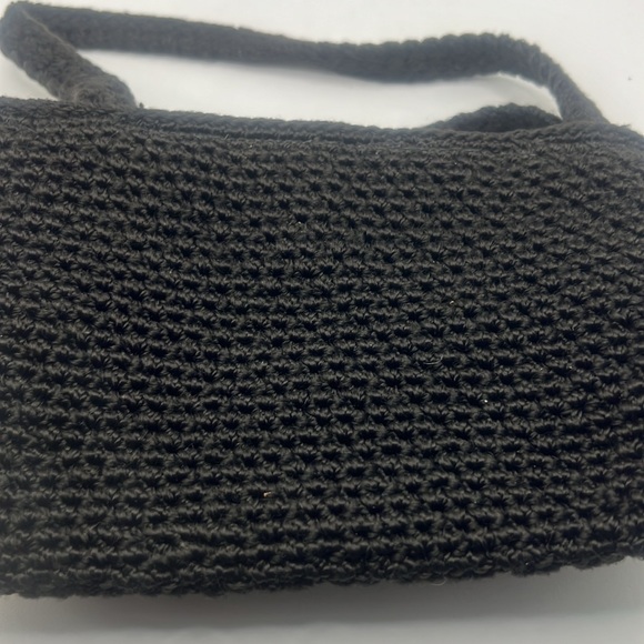 The Sak Elliot Lucca black crocheted mini top handle bag/purse small size zipper - Picture 13 of 16